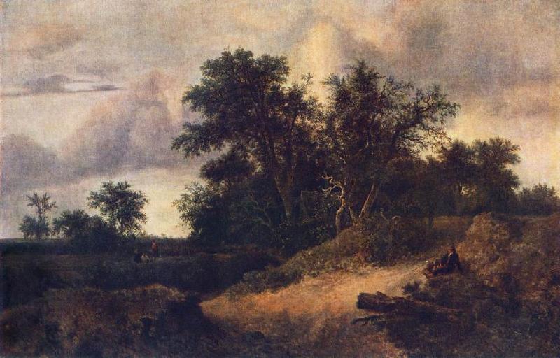 RUISDAEL, Jacob Isaackszon van Landscape with a House in the Grove at oil painting picture